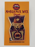 Creepy Clown Teeth Jack In The Box Acrylic Pin - Sepia