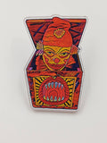 Creepy Clown Teeth Jack In The Box Acrylic Pin - Bright