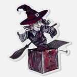 Witch Jack In The Box Acrylic Pin - Wine Color