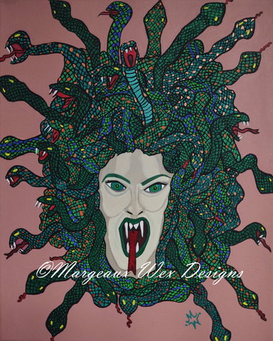 Medusa Gorgon Art Print Inspired by Greek Mythology Creature with Snakes