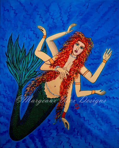 Mermaid Goddess Art Print Inspired by Mermaids, Goddesses & Lobsters