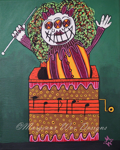 Pop Goes The Weasel Art Print Inspired By Creepy Clowns, Voodoo Dolls & Jack In The Boxes