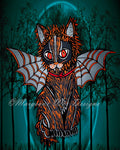 Stinky The Bat Cat At Midnight Art Print