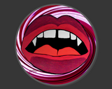 Pink Swirl Vampire Lips Acrylic Pin Inspired by Gap Toothed Vampires