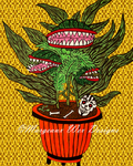 Venus Fly Trap Art Print with Vintage Inspired Background