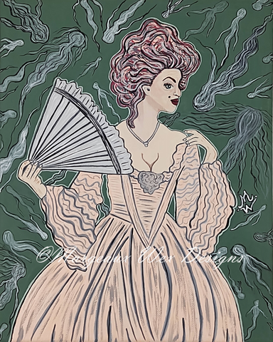 Haunted Victorian Lady Art Print Inspired by Ghostly Spirits and The Victorian Era
