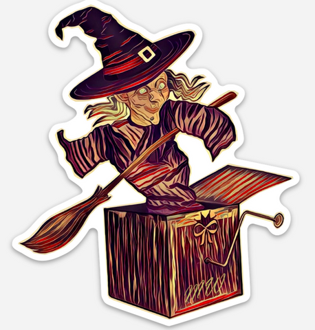Witch Jack In The Box 4 Inch Sticker